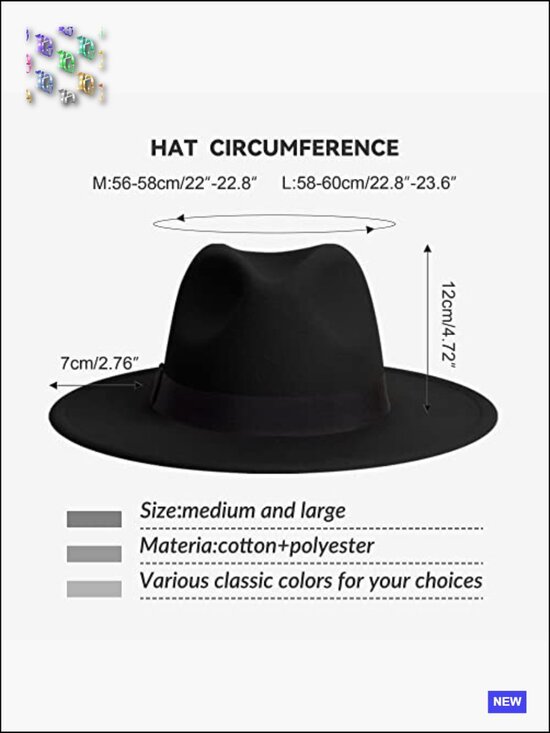 Wide Brim Fedora Hat Classic Panama Dress Hat Adjustable Felt for Wedding Party main image 6